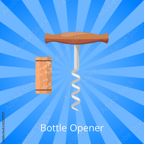 Bottle Opener Corkscrew Cork Vector Illustration
