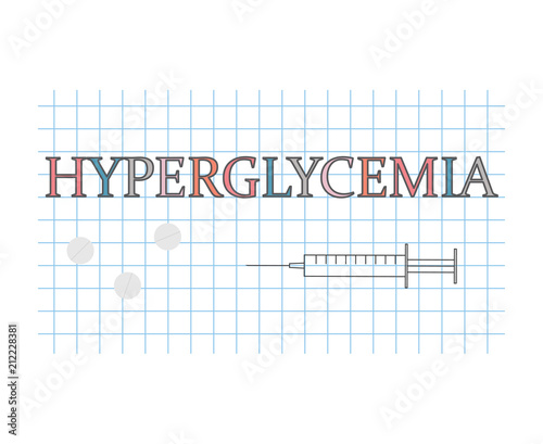 hyperglycemia word on checkered paper sheet- vector illustration