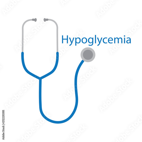 Hypoglycemia word and stethoscope icon- vector illustration
