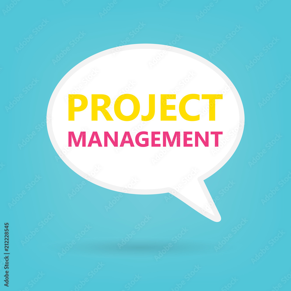 project management written on speech bubble- vector illustration project management written on speech bubble- vector illustration