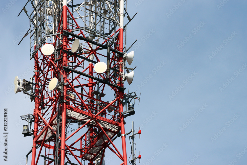 Telecommunication tower with radio equipment Telecommunication tower with radio equipment