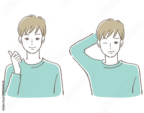 男性　悩み喜び　セット
