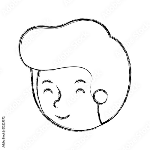 young man avatar head character vector illustration design