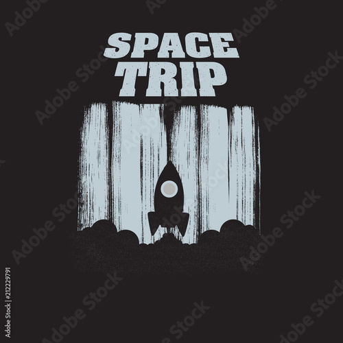 Space Trip vintage t-shirt typography. Vector illustration. EPS 10