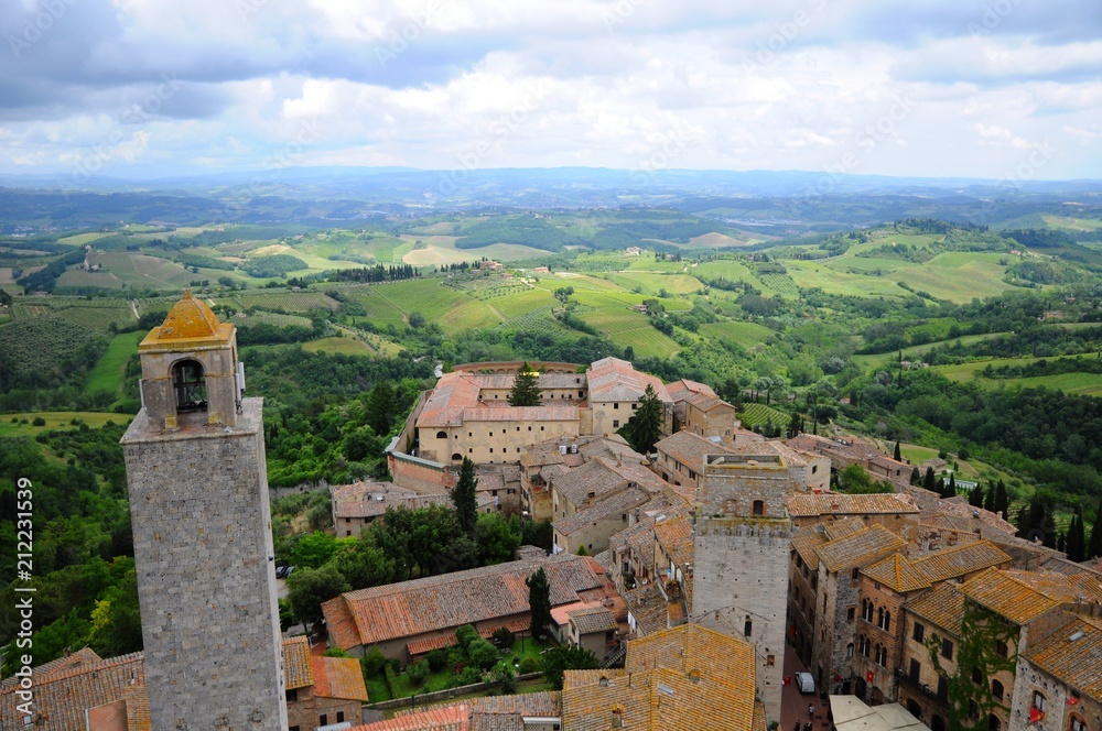 San Gimignano known as Town of Fine Towers - Famous medieval hill town in Siena, Tuscany, Italy