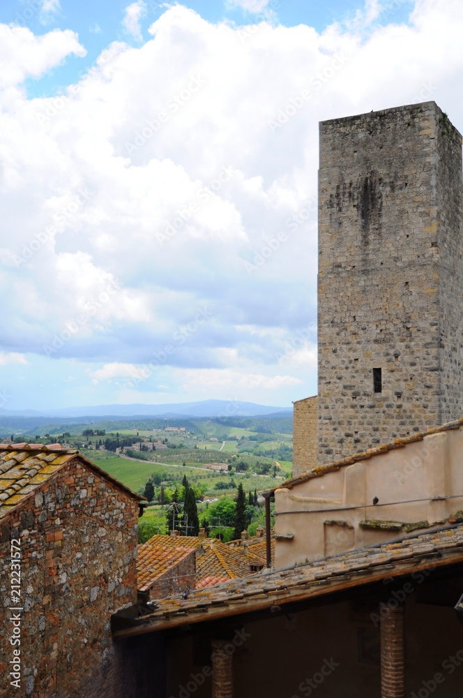 San Gimignano known as Town of Fine Towers - Famous medieval hill town in Siena, Tuscany, Italy