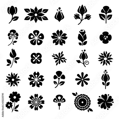 Flower blossom buds silhouette vector icons © Sonulkaster