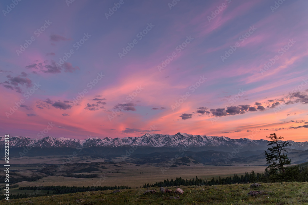 mountains sky sunset clouds pink