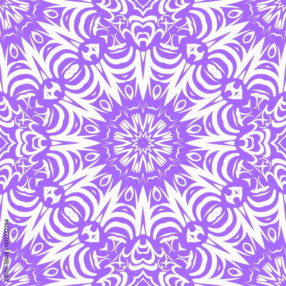 Floral Geometric Pattern with hand-drawing Mandala. Vector super illustration. For fabric, textile, bandana, scarg, print.