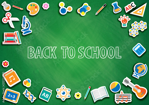 Back to school, paper art, flat icon background vector and illustration
