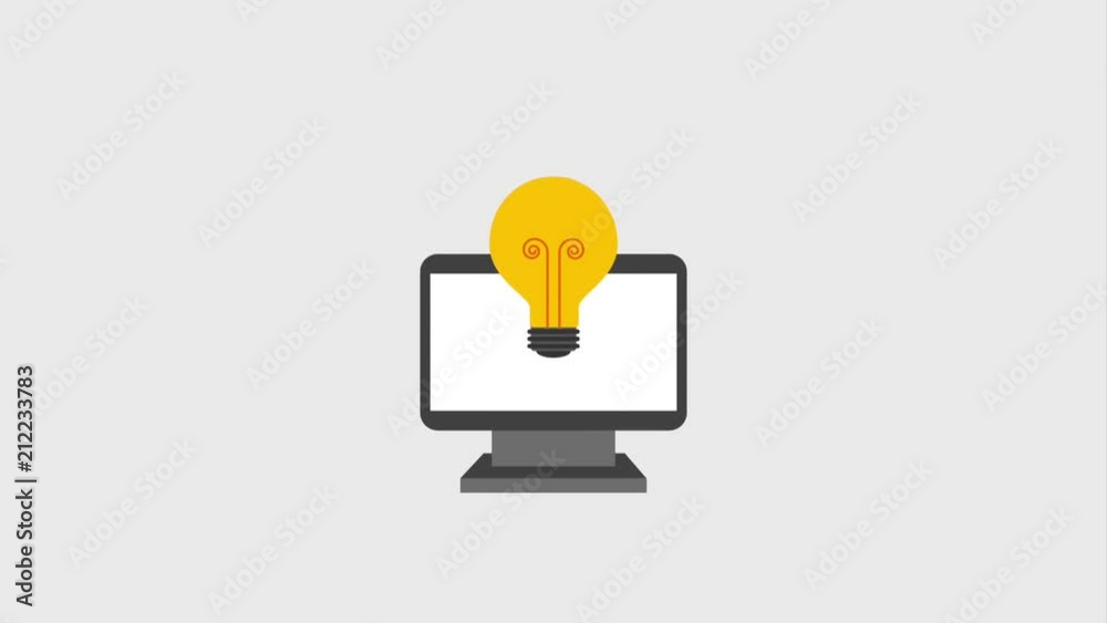 computer with bulb light idea and banknote animation hd