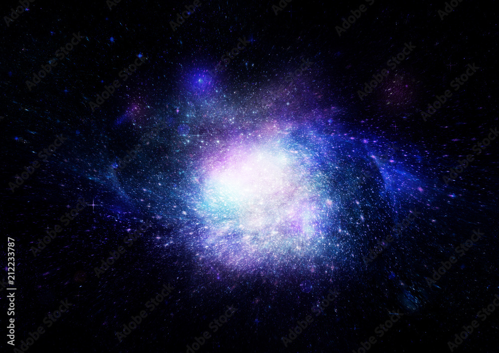 Fototapeta premium Stars, dust and gas nebula in a far galaxy