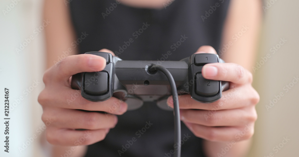 Woman enjoy play video game Woman enjoy play video game