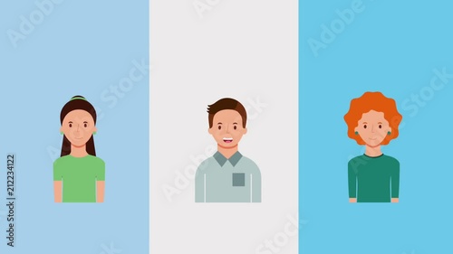 portrait team work group people characters animation