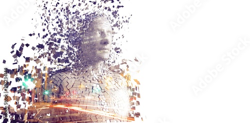 Composite image of pixelated gray 3d man