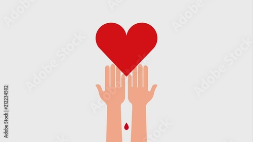dripping heart blood in hands donation ilustration