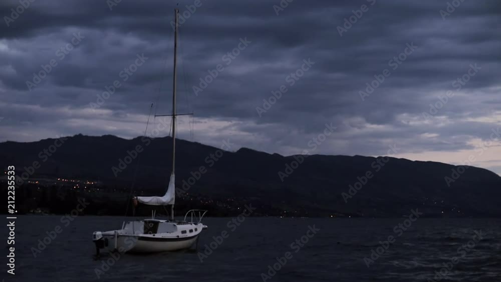 Slow Motion Sailboat Floating On Lake Slow Motion Sailboat Floating On Lake