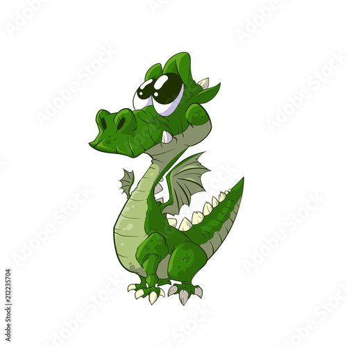Colorful vector illustration of a cute cartoon dragon
