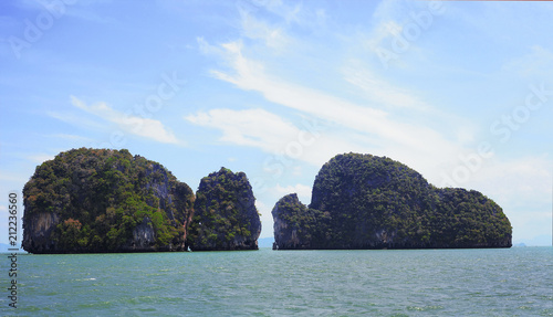 Seascape with green islands, Phuket, Thailand