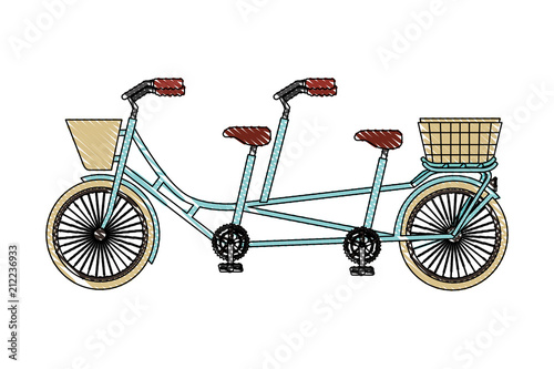 classic tandem bicycle with basket