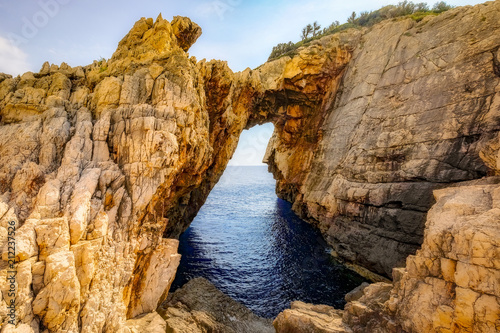 Landscape view of rocky formations Korakonissi in Zakynthos, Greece