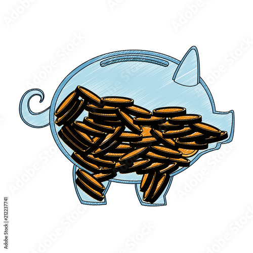 transparent piggy with coins vector illustration graphic design