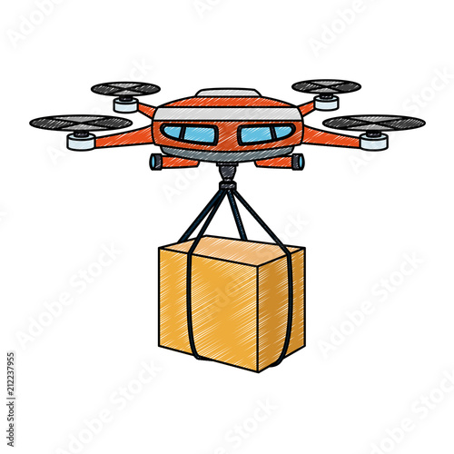Drone with box vector illustration graphic design