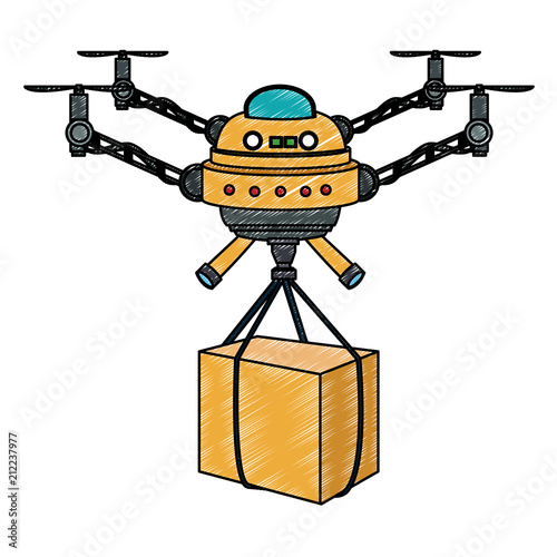 Drone with box vector illustration graphic design