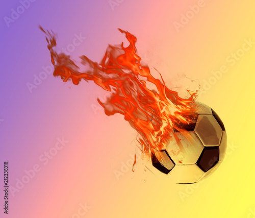 Soccer ball flames photo