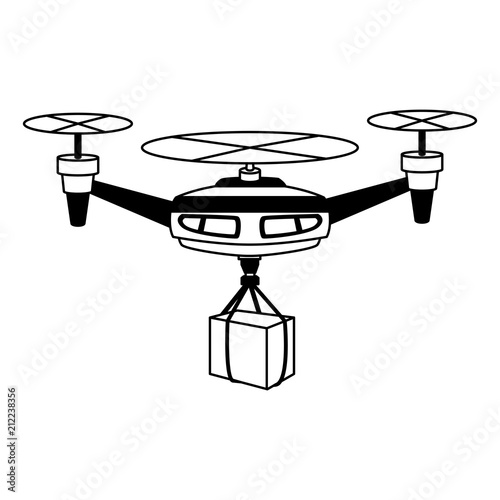 Drone with box vector illustration graphic design
