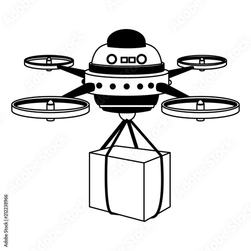 Drone with box vector illustration graphic design