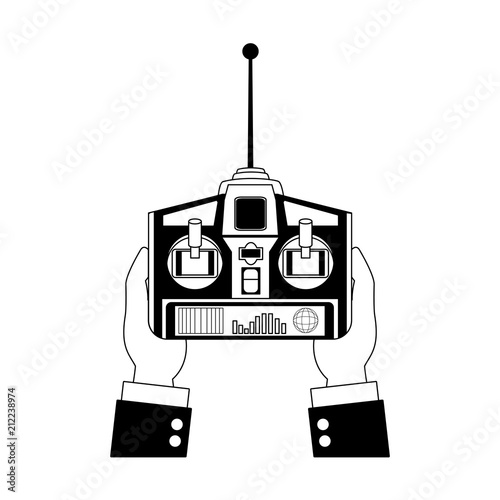Hands using drone RC vector illustration graphic design