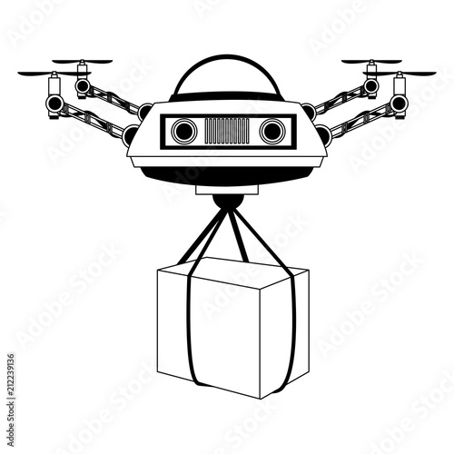 Drone with box vector illustration graphic design