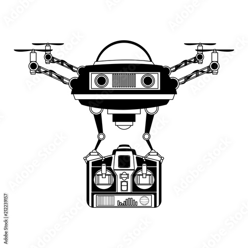 Hands using drone RC vector illustration graphic design