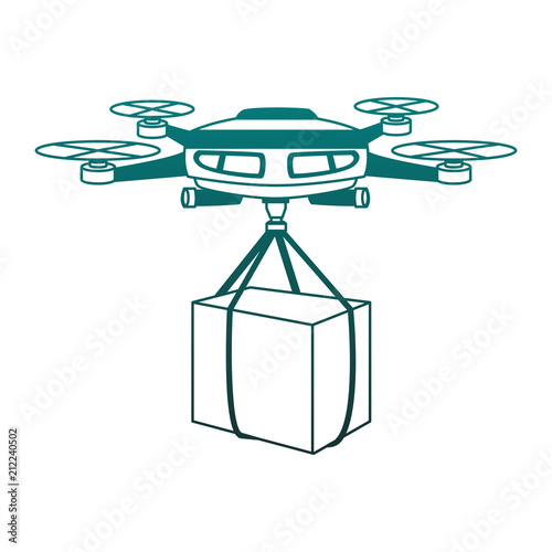 Drone with box vector illustration graphic design