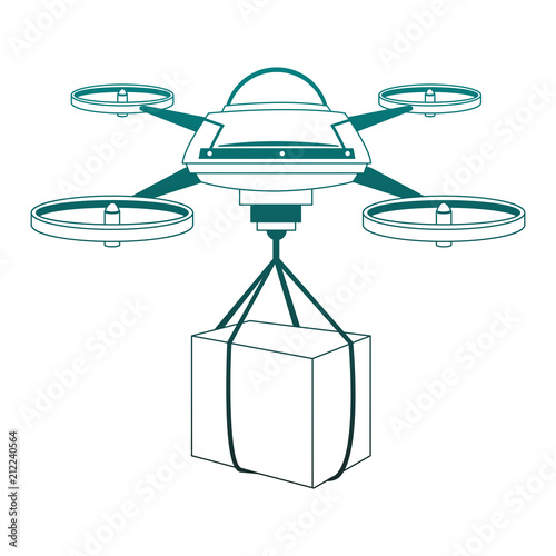 Drone with box vector illustration graphic design