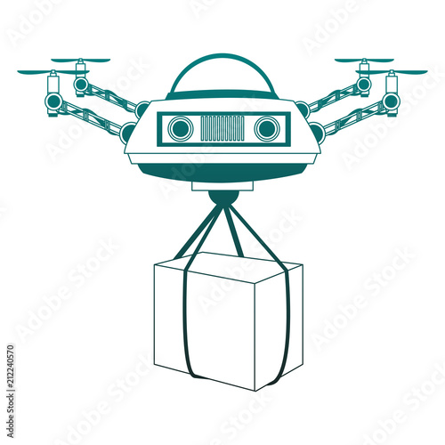 Drone with box vector illustration graphic design