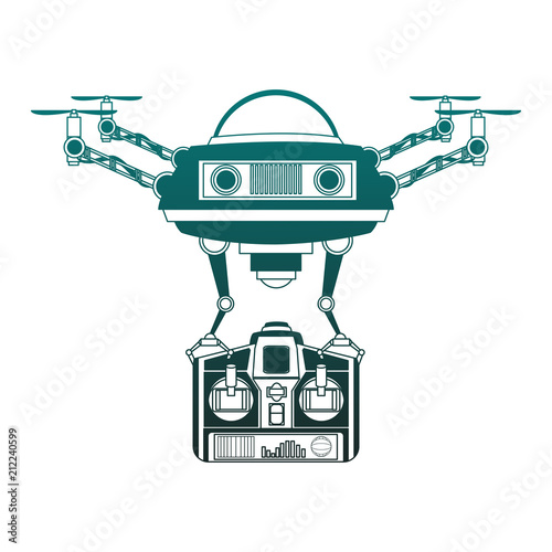 Hands using drone RC vector illustration graphic design