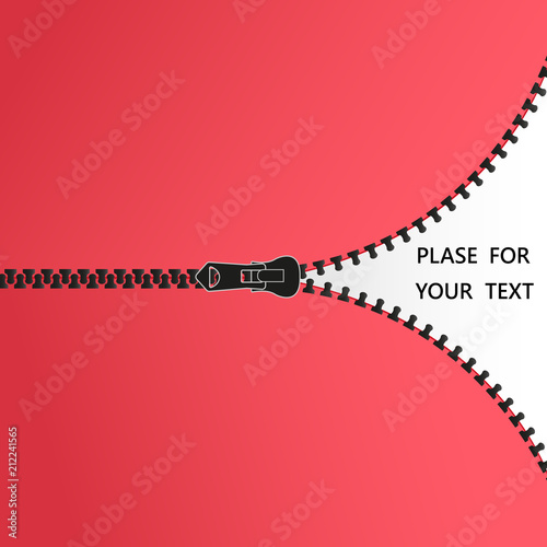 Vector illustration. Zippered lock and unlock. Zipper buttoned. Closed and open zipper.