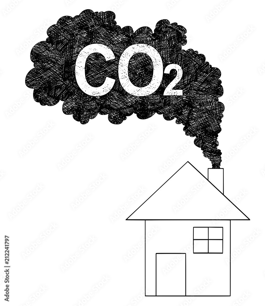 Black Ink Hand Drawing of Smoke Coming from House Chimney, Sulfur Dioxide  or SO2 Air Pollution Concept, Canvas Print | Barewalls Posters & Prints |  bwc63624129