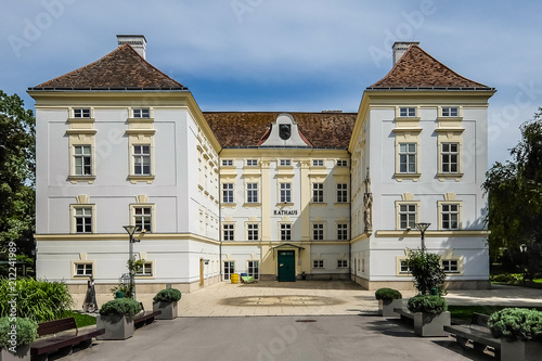 Bad Voslau, Austria. View of Bad Voslau (Bad Vöslau or Bad Voeslau) town hall (Rathaus). photo