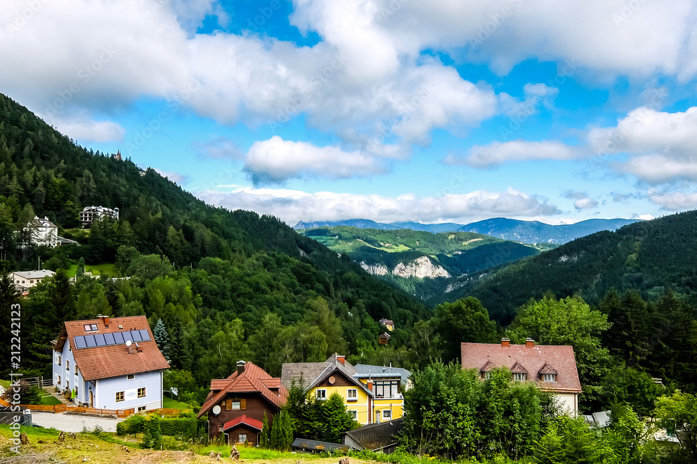 Semmering, Austria. View of mountains and small villages near Semmering-Kurort.