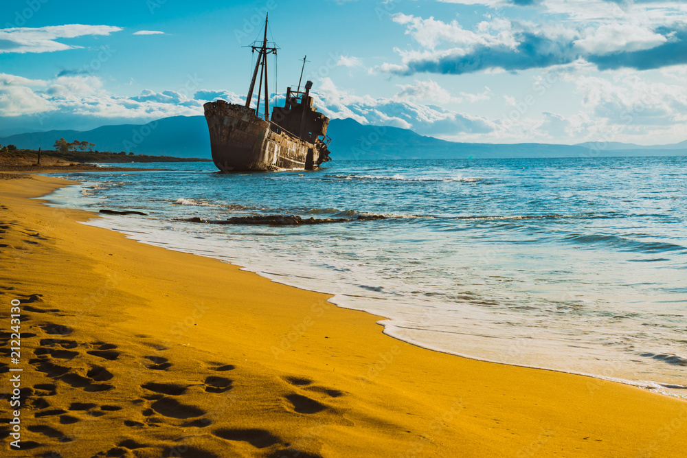 The famous shipwreck near Gythio Greece The famous shipwreck near Gythio Greece