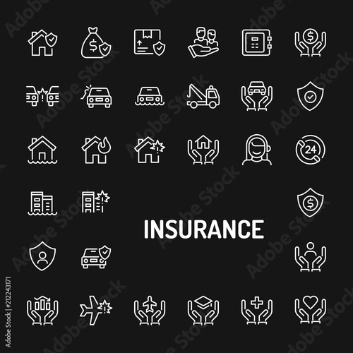 Business & Personal Insurance Simple Line Icon Set