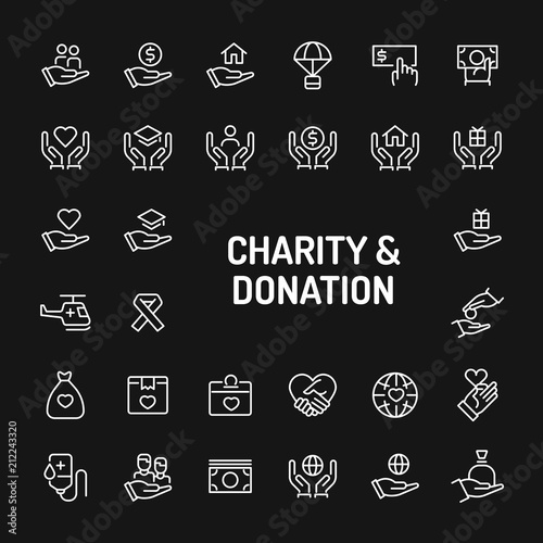 Charity & Donation Simple Line Icon Set