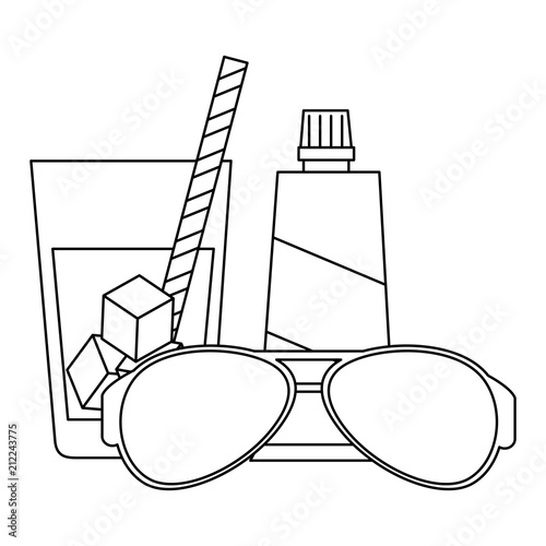 sunglasses summer with sun blocker and drink