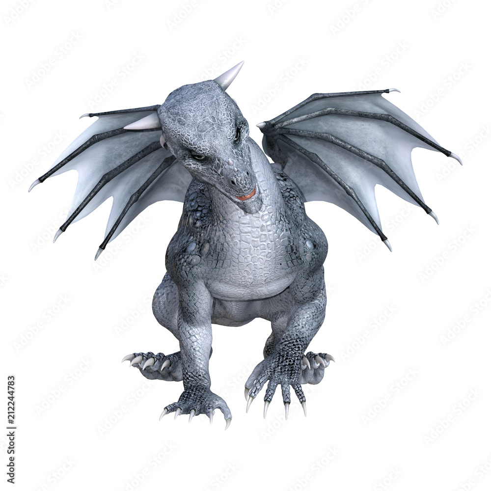 3D Rendering Fantasy Dragon Whelp on White 3D Rendering Fantasy Dragon Whelp on White