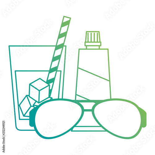 sunglasses summer with sun blocker and drink