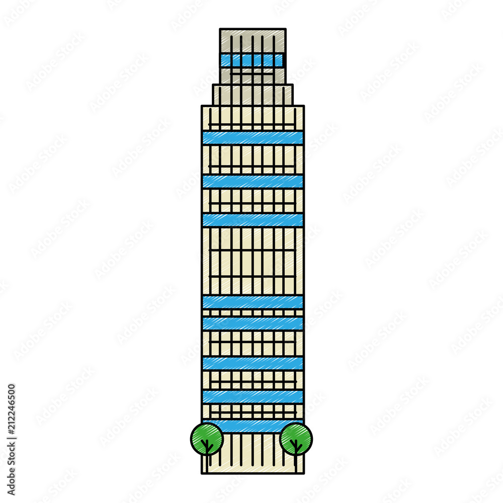 skyscraper building facade icon vector illustration design