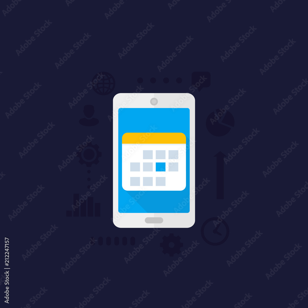 calendar, schedule in smartphone, vector icon calendar, schedule in smartphone, vector icon